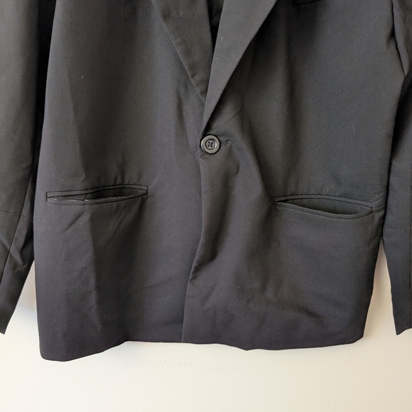 PrettyLittleThing Womens 2 Black Boxy Oversized Dad Blazer Jacket NWT Party - Picture 2 of 8